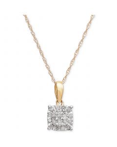 Diamond Cluster 18" Pendant Necklace (1/10 ct. t.w.) in 10k Gold