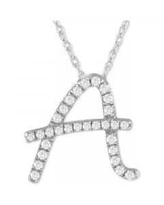 Diamond Initial Pendant Necklace (1/10 ct. t.w.) in Sterling Silver, 16" + 2" Extender