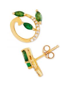 Emerald (1/2 ct. t.w.) & Diamond Accent Stud Earrings in 14k Gold