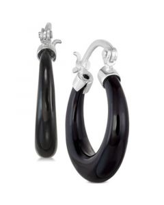 Onyx (20mm) Hoop Earrings in Sterling Silver