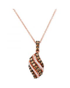 Chocolate Diamond (3/8 ct. t.w.) & Vanilla Diamond (1/10 ct. t.w.) Swirl 18" Pendant Necklace in 14k Rose Gold