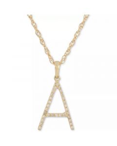 Diamond (1/10 ct. t.w.) Initial Pendant Necklace in 10k Gold, 16" + 2" extender