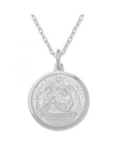 Baptism Medallion 18" Pendant Necklace in Sterling Silver