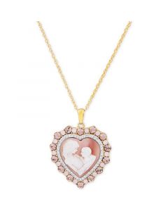 Mother of Pearl (8mm) Cameo Heart 18" Pendant Necklace in 18k Rose Gold over Sterling Silver