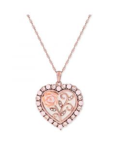 Mother of Pearl (16mm) Rose Cameo 18" Necklace in 18k Rose Gold over Sterling Silver