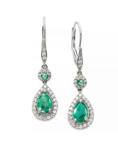 Ruby (1-3/4 ct. t.w.) and Diamond (1/3 ct. t.w.) Pear Drop Earrings in 14k White Gold (Also Available in Emerald and Sapphire)