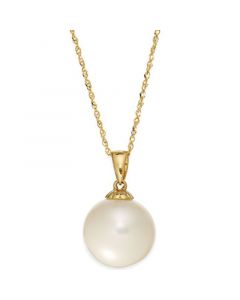 Pearl Necklace, 14k Gold Cultured Freshwater Pearl Pendant (11mm)