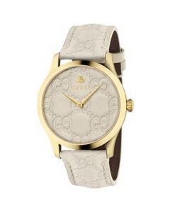 Unisex Swiss G-Timeless Mystic White Leather Strap Watch  38mm