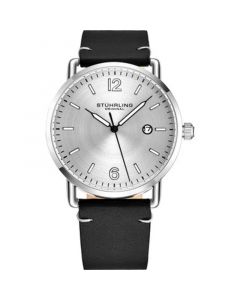 Original Men's Silver Case, Silver Dial, Black Leather Strap Watch