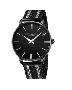 Men's Black, Silver Tone Mesh Stainless Steel Bracelet Watch 42mm