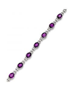 Sterling Silver Bracelet, Amethyst Oval Link Bracelet (11 ct. t.w.)