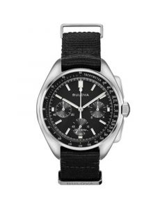 Men's Chronograph Lunar Pilot Archive Series Black Polyester Strap Watch 45mm