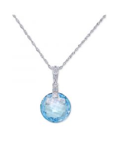 Blue Topaz (7 ct. t.w.) & Diamond Accent 18" Pendant Necklace in 14k White Gold