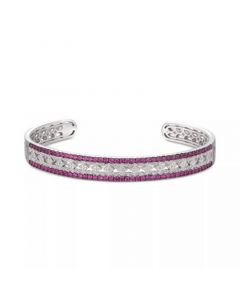 Sapphire (1-3/4 ct. t.w.) & Diamond (1/10 ct. t.w.) Bangle Bracelet in Sterling Silver (Also Available in Ruby & Emerald)