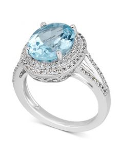 Blue Topaz (6-1/2 ct. t.w.) & White Topaz (1 ct. t.w.) Ring in Sterling Silver