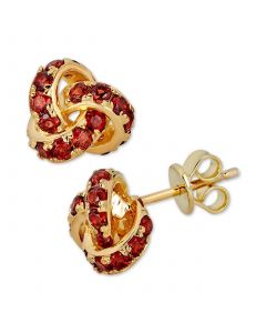 Rhodolite Garnet Love Knot Stud Earrings (4 ct. t.w.) in 14k Gold-Plated Sterling Silver