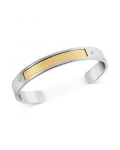 Men's Diamond Accent Cuff Bracelet in 18k Gold & Stainless Steel