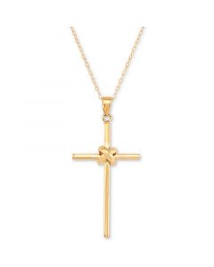 Polished Cross 18" Pendant Necklace in 14k Gold