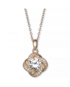 Cubic Zirconia Love Knot Pendant Necklace, 18" + 2" extender, Created for Macy's