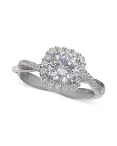 Cubic Zirconia Halo Ring in Sterling Silver, Created for Macy's