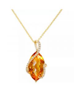 Sunset by EFFY® Citrine and Diamond (1/8 ct. t.w.) Marquise Wrap Pendant in 14k Gold (Also in Green Amethyst, Pink Amethyst, London Blue Topaz)