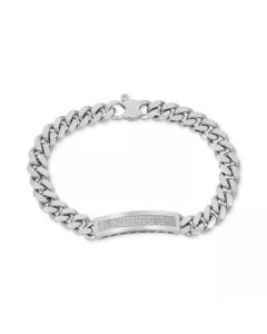 Men's Diamond (1/2 ct. t.w.) ID Bracelet in Sterling Silver (Also in 14k  Gold Over Silver)