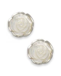 Sterling Silver Earrings, Mother of Pearl Flower Earrings