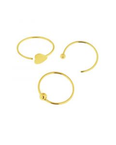 Bodifine 10K Gold Set of 3 Nose Hoops