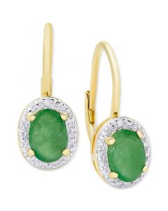 Emerald (1-1/2 ct. t.w.) & Diamond Accent Drop Earrings in 18k Gold-Plated Sterling Silver