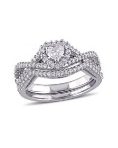 Certified Diamond (3/4 ct. t.w.) Heart-Shape Infinity Bridal Set in 14k White Gold