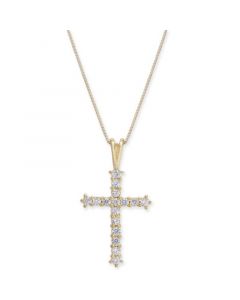 Diamond Cross 18" Pendant Necklace (1/2 ct. t.w.) in 14k Gold