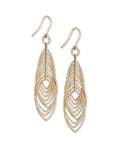 Textured Marquise Multi-Ring Drop Earrings in 14k Gold-Plated Sterling Silver