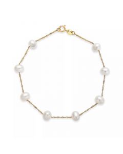 EFFY® Cultured Freshwater Pearl Station Bracelet (5-1/2-6mm) in 14k Gold (Also available in 14k White Gold and 14k Rose Gold)