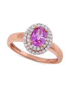 Pink Sapphire (1 ct. t.w.) & Diamond (1/4 ct. t.w.) Ring in 14k Rose Gold