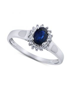 Sapphire (5/8 ct. t.w.) & Diamond (1/8 ct. t.w.) Statement Ring in 14k White Gold