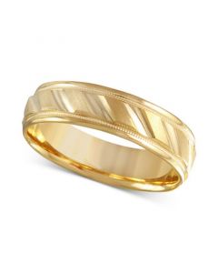 Men's Brushed & Milgrain Band in 14k Gold