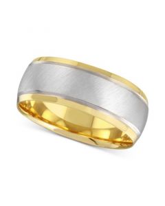 Men's Two-Tone Brushed & Polished Band in 14k Gold & White Gold