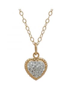 Children's 14k Gold Necklace, Crystal Heart Pendant