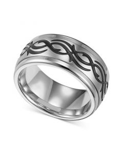 Men's Stainless Steel Ring, Black Design Wedding Band