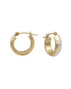 Two-Tone Diamond-Cut Hoop Earrings in 18k Yellow and White Gold 1/2"