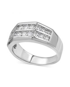 Men's Diamond Double Row Ring (1 ct. t.w.) in 10k White Gold and 10k Yellow Gold