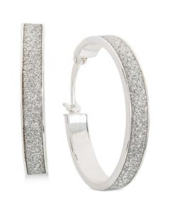 Glitter Hoop Earrings in Sterling Silver, Created for Macy's