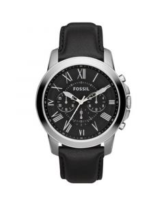 Men's Chronograph Grant Black Leather Strap Watch 44mm FS4812