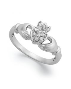 Diamond Claddagh Ring in Sterling Silver (1/10 ct. t.w.)