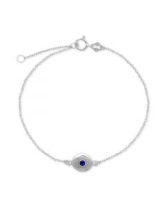 Blue Glass Evil Eye Ankle Bracelet in Sterling Silver