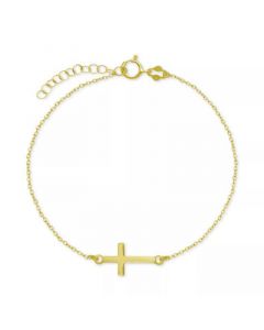 East West Cross Ankle Bracelet in Sterling Silver