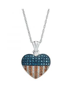 Diamond Flag Heart Pendant Necklace in Sterling Silver (1/3 ct. t.w.)