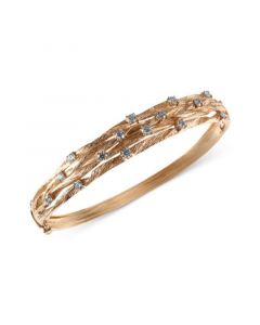 D'Oro by EFFY® Diamond Textured Bangle (1 ct. t.w.) in 14k Yellow Gold