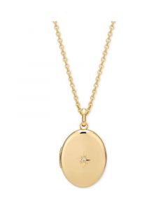 Diamond Accent Locket Pendant Necklace in 14k Gold-Plate Over Sterling Silver, 18"