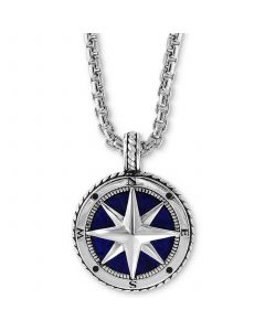 EFFY® Men's Lapis Lazuli (14-1/2mm) Compass 22" Pendant Necklace in Sterling Silver